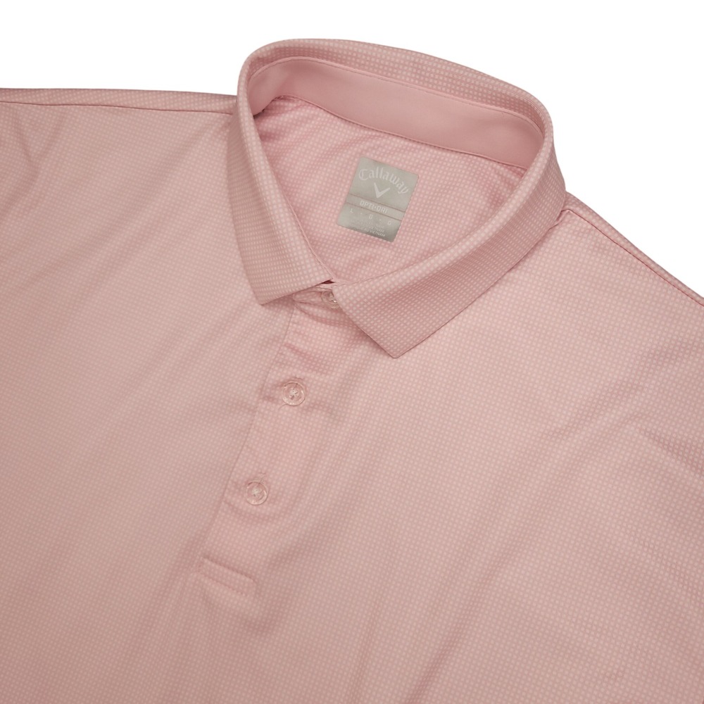 Callaway Opti-Dri Golf‎ Polo Shirt Mens Large Pink White polka Dot Logo